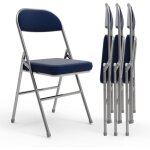 Haloyo - lot de 4 salon de jardin chaises pliantes assise dossier rembourrs acier synthtique, 46x41x80. ...
