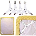 Lot de 4 sangles de maintien blanches pour draps, pinces � draps r�glables en 3 points, sangles antid�rapantes ...