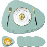 Lot de 4 sets de table et dessous de verre en silicone vert clair 13, 8 x 11, 1 x 0, 15 cm, antid�rapants, ...