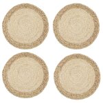 Lot de 4 sets de table tisss  la main en toile de jute de coton naturel et paille d'eau tisse, dcoration ...