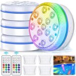 Lot de 4 spots led submersibles pour piscine, tanches ip68, avec tlcommande, clairage de piscine ...