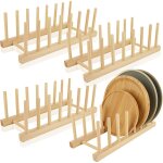 Lot de 4 supports d'assiettes en bambou, gouttoir  vaisselle en bois, support de couvercle de cuisine, ...