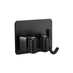 Lot de 4 supports � balais muraux noirs, sans per�age, support � balai mural adh�sif avec crochets, support ...