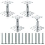 Lot de 4 support de poteau reglable, supports de poteau, galvaniss, 100  150 mm, hauteur rglable, ...