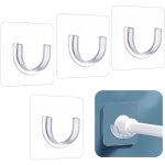 Lot de 4 supports de tringle de rideau de douche adh�sifs transparents sans per�age - support mural invisible ...