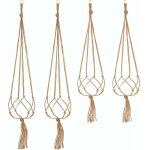 Lot de 4 suspension corde plante macramé porte pot suspendu plante cintre intérieur extérieur décoration ... Lot de 4 suspension corde plante macramé porte pot suspendu plante cintre intérieur extérieur décoration ...