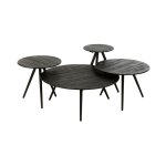 Paris prix - lot de 4 tables basses en bois 'teck' 70cm noir