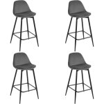 Lot de 4 tabourets de bar 42x43x86. 5 cm klihome, tabouret de cuisine avec dossier, si�ge en velours ...