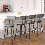 Lot de 4 tabouret de bar, chaises de bar, base en m�tal, dossier haut confortable, pu, convient aux restaurant ...