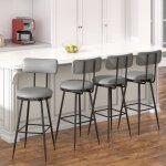 Lot de 4 tabouret de bar, chaises de bar, base en mtal, dossier haut confortable, pu, convient aux restaurant ...