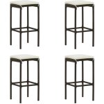 Lot de 4 tabourets de bar, chaise de bar, tabouret haut avec coussins marron résine tressée cfw99671 Lot de 4 tabourets de bar, chaise de bar, tabouret haut avec coussins marron résine tressée cfw99671