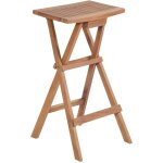 Lot de 4 tabourets de bar?chaise haute?tabouret haut pliables bois de teck massif cfw50033