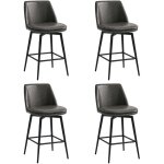 Lot de 4 tabouret de bar, chaise de bar, chaises hautes en pu, rotatif sur 360� avec dossier et repose ...