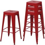 Lot de 4 tabourets de bar comptoir chaise de bar design industriel empilable en m�tal rouge 040005228 ...