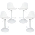 Haloyo - lot de 4 tabourets de bar en cuir synthtique rglable en hauteur, blanc