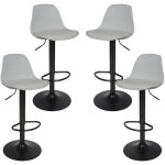 Haloyo - lot de 4 tabourets de bar en cuir synthétique réglable en hauteur, gris clair Haloyo - lot de 4 tabourets de bar en cuir synthétique réglable en hauteur, gris clair