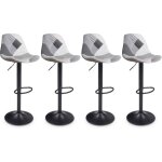 Idmarket ? lot de 4 tabourets de bar patchwork noir, gris et blanc ? hauteur r�glable 57 � 79 cm ? socle ...