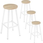 Lot de 4 tabourets de bar klihome - si�ge rond en bois d'ing�nierie - structure m�tallique - tabouret ...