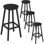 Lot de 4 tabourets de bar klihome si�ge rond en bois d'ing�nierie - structure m�tallique - tabouret fixe ...