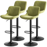 Lot de 4 tabourets de bar - tabouret pivotant hauteur r�glables - tissu en velours vert