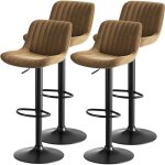 Hauss spole ? lot de 4 tabourets de bar pivotants 360� ? rembourr�s en velours marron ? hauteur r�glable ...