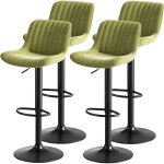Lot de 4 tabouret de bar ? rembourrs en velours, pivotants  360, pieds en mtal, hauteur rglable, ...