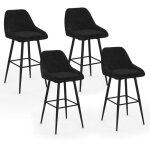 Lot de 4 tabourets de bar thalya en velours noir avec demi - accoudoirs