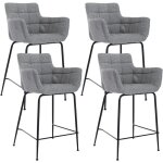Wahson tabouret de bar en tissu, lot de 4 chaise de bar avec accoudoirs chaise haute cuisine pour bar ...