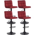 Lot de 4 tabourets de bar en velours rouge coutures décoratives piètement métal noir 100004506 Lot de 4 tabourets de bar en velours rouge coutures décoratives piètement métal noir 100004506