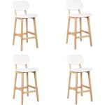 Woltu - lot de 4 tabourets de bar tabouret de cuisine design en cuir artificiel et bois, blanc