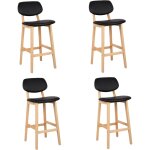 Woltu - lot de 4 tabourets de bar tabouret de cuisine design en cuir artificiel et bois, noir