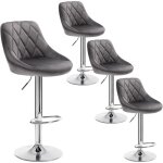 Lot de 4 tabourets de bar woltu, tabourets design rotatif et r�glable fait de acier chrom� et velours, ...