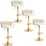 Lot de 4 tabourets de bar woltu, tabourets pivotant  360, hauteur rglable, velours + mtal, crme