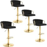 Lot de 4 tabourets de bar woltu, tabourets pivotant  360, hauteur rglable, velours + mtal, noir