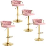 Lot de 4 tabourets de bar woltu, tabourets pivotant � 360�, hauteur r�glable, velours + m�tal, rose