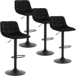 Lot de 4 tabourets de bar woltu, tabourets rglable et rotatif, en velours et mtal, noir