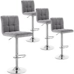 Lot de 4 tabourets bar woltu? tabouret sige en lin et pied en mtal ajustables en hauteur, avec dossier, ...