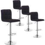 Woltu - lot de 4 tabourets bar tabouret sige en lin et pied en mtal ajustables en hauteur, avec dossier, ...