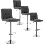 Woltu - lot de 4 tabourets bar tabouret sige en lin pied en mtal, gris fonc