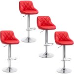 Woltu - lot de 4 tabourets de bar tabourets siège pivotant en similicuir, réglable en hauteur, rouge Woltu - lot de 4 tabourets de bar tabourets siège pivotant en similicuir, réglable en hauteur, rouge