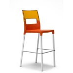 Lot de 4 tabourets diva en technopolym�re transparent et alu, h65 cm couleur: orange