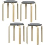 Homcom - lot de 4 tabourets empilables assise rembourre dia. 40 x h. 45 cm bois clair gris