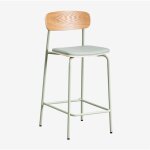 Lot de 4 tabourets hauts empilables 65 cm en fer et bois wilpier sklum vert laurier