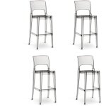 Lot de 4 tabourets isy scab design en polycarbonate transparent, hauteur 74cm. Lot de 4 tabourets isy scab design en polycarbonate transparent, hauteur 74cm.