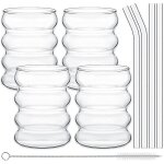 Lot de 4 verres  eau rtro onduls mignons avec paille verrerie ctele ensemble de jus de caf de cuisine ...