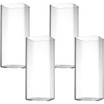 Lot de 4 verres � eau transparents de 400 ml - verres � long drink - carr�s et �l�gants - pour eau, jus, ...