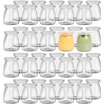 Lot de 40 bocaux en verre avec couvercle - 150 ml - bocaux de rechange pour pudding et yaourt - bocaux ...