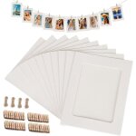 Lot de 40 guirlandes photo en papier kraft - 15, 5 x 11, 5 cm - blanc - cadre photo avec 40 pinces en ...