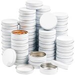 Lot de 48 bo�tes rondes en aluminium avec couvercle � visser pour baume � l�vres blanc 56, 7 g