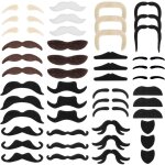 Lot de 48 fausse moustache et barbe autocollante - 16 mod�les fantaisie pour d�guisement, f�te, halloween ...